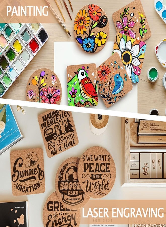 GOH DODD 60 Pieces Cork Coasters for Drinks, GOH DODD Thicken Absorbent Blank Coasters for DIY Crafts Laser Engraving Sublimation Wood Burning Plants Painting Housewarming Gifts Wedding Education, 4 Inch - Image 4